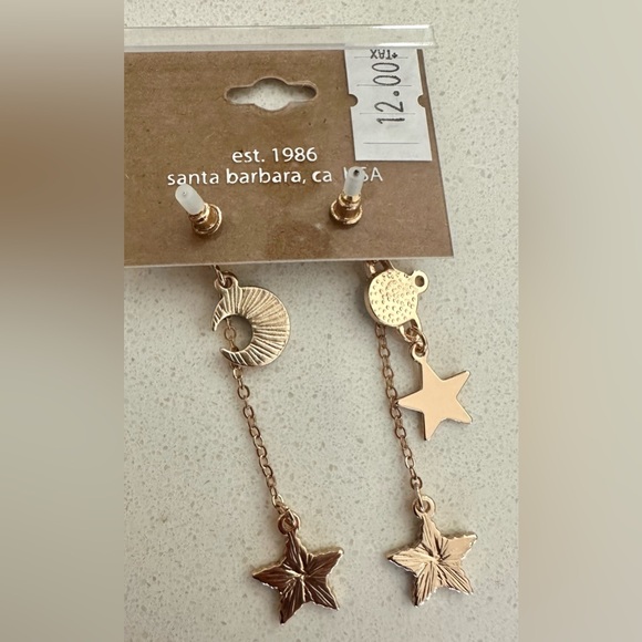 Earrings from ZAD artist-golden and Blue- Moon and Stars-New With Tag - Picture 3 of 3